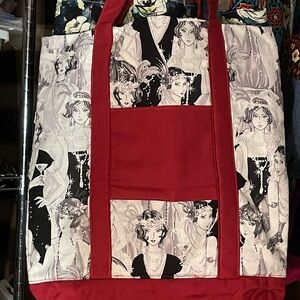 Chic Red and Black Graphic Shoulder Bag